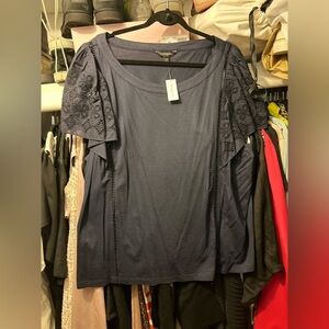 Banana Republic Navy Bishop Sleeve Top XXL NWT